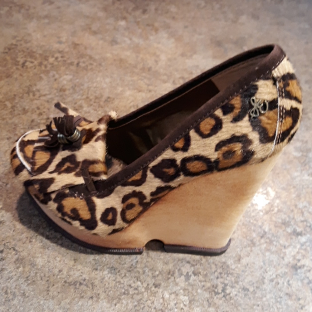 Sam Edelman Wesley Brahma Leopard Wedge Size 8 - Picture 4 of 10